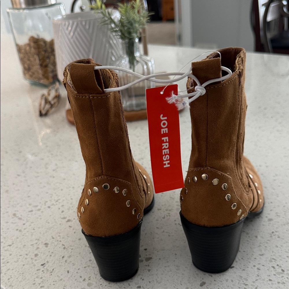 Joe Fresh Brown Heeled Boots with Studs
